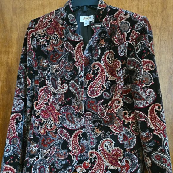 Talbots Women's Dark Brown Multi Paisley Jacket Size 4 - Picture 1 of 9